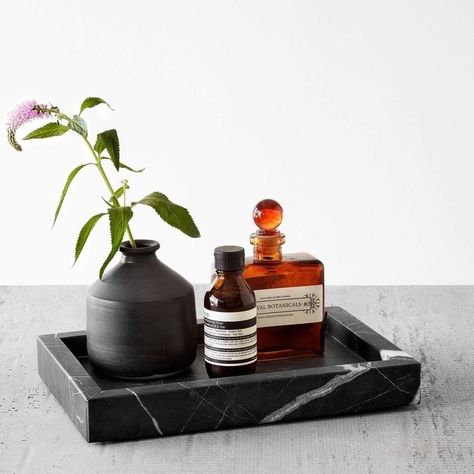 Nightstand Styling, Cologne Collection, Marble Accessories, The Citizenry, Kitchen Counter Decor, Marble Tray, Handcrafted Decor, Interior Plants, Carved Designs