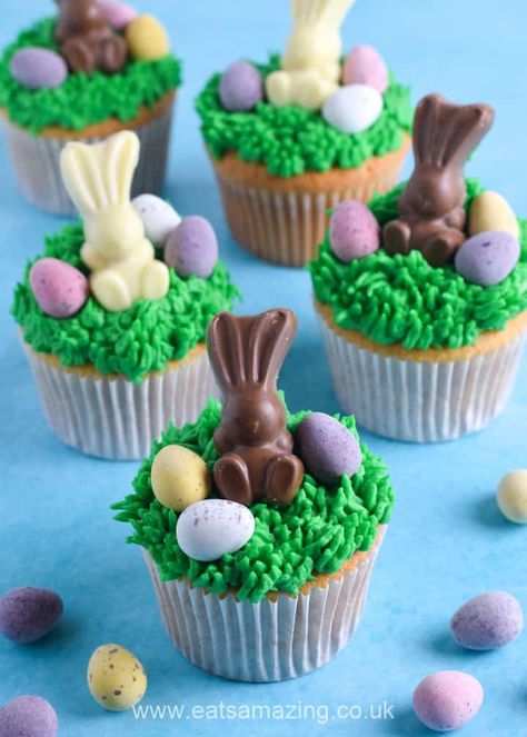 How to make fun and easy Easter cupcakes - fun Easter recipe for kids Easy Easter Cupcakes, Easter Cupcake Recipes, Easter Cupcakes Easy, Healthy Easter Recipes, Easter Fun Food, Easter Cooking, Easter Cups, Easter Bunny Cupcakes, Spring Cupcakes