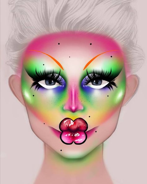 Rainbow Halloween, Trendy Eyeshadow, Makeup Face Charts, Makeup Challenges, Special Fx Makeup, Avant Garde Makeup, Eye Makeup Steps, Face Chart, Winter Makeup