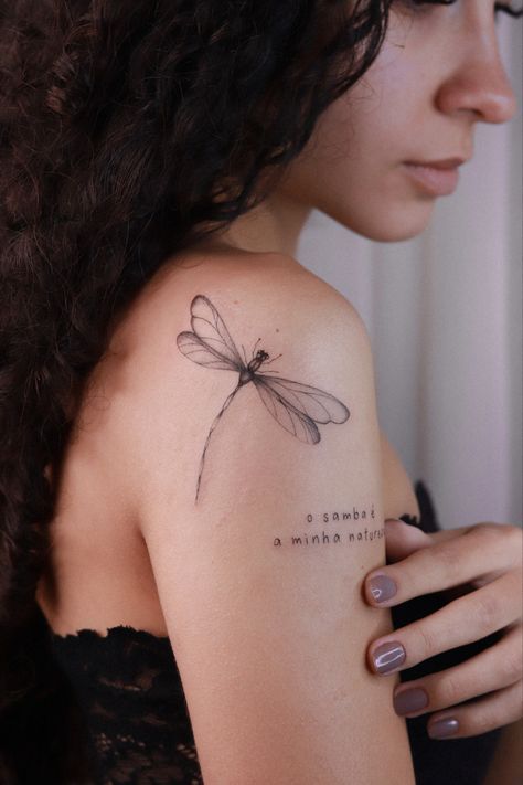 Dragonfly Tattoo Design Inspiration, Dragonfly Shoulder Tattoo, Dragonfly Tattoo Design With Flowers, Dragonfly Tattoo Ideas Unique, Tattoo Dragonfly, Small Dragonfly Tattoo, Dragonfly Tattoos, Dragonfly Tattoo Design, Shoulder Arm Tattoos