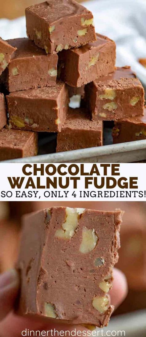 Walnuts Christmas, Chocolate Fudge Recipes Easy, Chocolate Condensed Milk, Walnut Fudge Recipe, Chocolate Walnut Fudge, Easy Chocolate Fudge, Homemade Fudge Recipes, Fudge Chocolate, Walnut Fudge