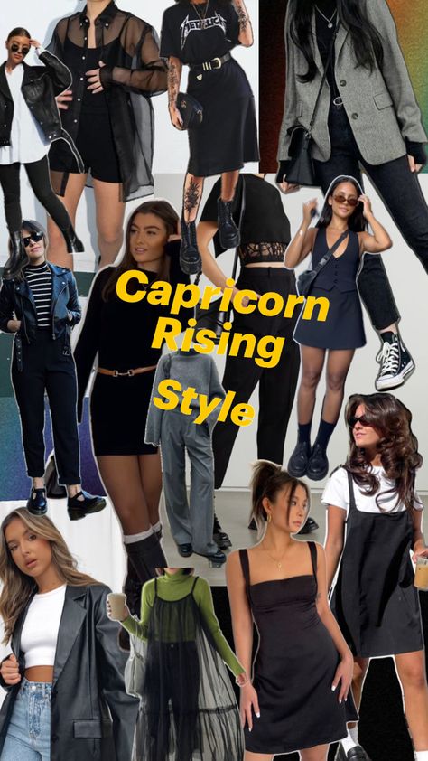 Scorpio Moon Aesthetic Outfit, Capricorn Fashion Aesthetic, Sagittarius Rising Outfit, Capricorn Rising Aesthetic Outfits, Capricorn Rising Outfits, Venus Capricorn Style, Capricorn Rising Style, Capricorn Rising Aesthetic, Capricorn Venus Outfits