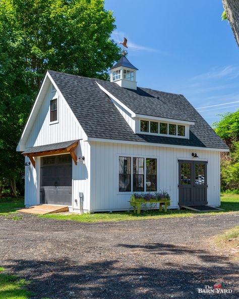 Garage With Cupola, Shed Garage Door, Out Building Ideas Garages, Garage Building Plans Detached, Barndominium Detached Garage, Free Standing Garage Ideas, Unattached Garage Ideas, Farmhouse Shed Ideas, Detached Garage Backyard