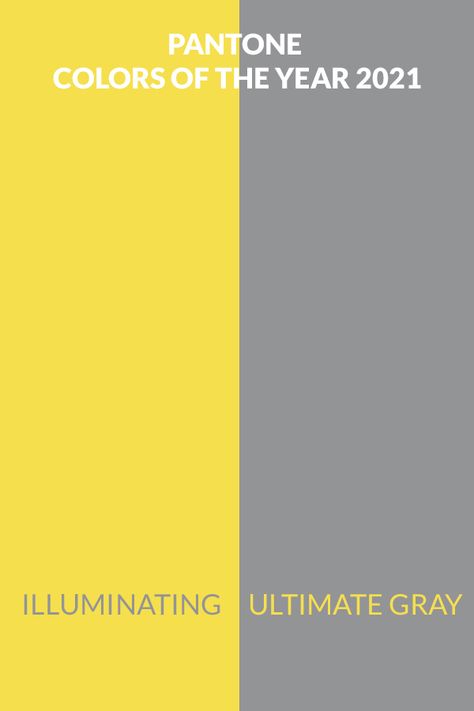 pantone colors of the year 2021 Pantone Illuminating, 2021 Color Of The Year, Web Design Color, Pantone Trends, Pantone Colour Of The Year, Yellow Pantone, Pantone Color Of The Year, Inspirational Printables, Pantone Colors