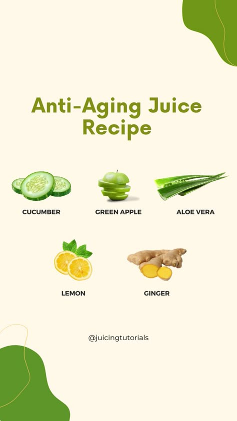 This Anti-Aging Juice provides your body with the nutrients it needs to operate and look its best no matter how old you are. To feel and look younger, here’s a healthy recipe you can try at home. Recipe: 2 cucumber 1/4 aloe vera plant 1 green apple 1/2 lemon 1 piece ginger What makes this drink beneficial? This anti-aging juice can aid you in your rejuvenation journey for this offers many benefits. Vitamin A, a strong antioxidant and anti-aging fighter, is found in cucumbers. In addition t Anti Aging Drinks, How To Make Aloe Vera Juice, Anti Aging Juice Recipes, Aloe Juice Benefits, Alovera Juice, Alkaline Drinks, Aloe Vera Juice Recipes, Glowing Skin Juice, Aloe Vera Juice Benefits