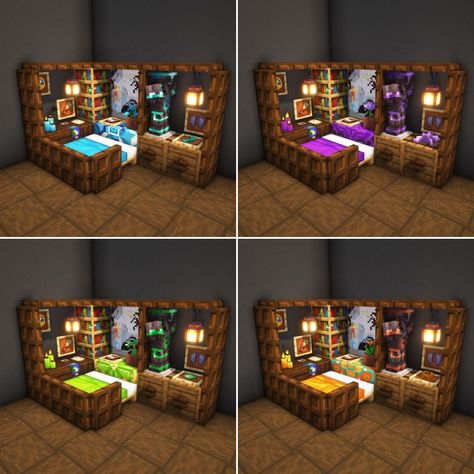 Minecraft Small Storage Room Ideas, Minecraft Bedroom Ideas Survival, Minecraft Bedroom Ideas No Mods, Minecraft Ship Interior, Fancy Minecraft Bed Ideas, Minecraft Modern Decor, Minecraft Tiny Bedroom, Minecraft Floors Ideas, Minecraft Indoor Aquarium