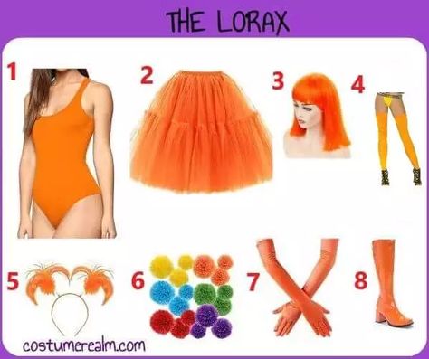 Diy The Lorax Costume For Women Lorax Costume Ideas, Lorax Halloween Costumes Women, Lorax Costume Funny, Preppy Lorax Halloween Costume, Lorax Costume Women, The Lorax Halloween Costume, Cute Lorax Costume, Diy Lorax Costume, Lorax Halloween Costumes