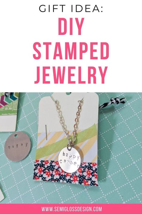 Learn how to stamp metal jewelry to make DIY gifts for your friends and family. This simple tutorial shares how to make a necklace. Read more for my tips, plus learn all about the supplies needed to make your own hand stamped jewelry! Stamp Metal Jewelry, Diy Gifts For Your Friends, Easy Gift Idea, Jewelry To Make, Make A Necklace, Stamped Necklaces, Metal Stamped Jewelry, Diy Presents, Unique Gifts For Men