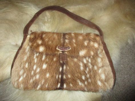 Deer Skin Bag | Trade Me Marketplace Deer Clothes, Deer Outfit, Printed Makeup Bag, Fur Bag, Printed Purse, Deer Print, Woman Bags Handbags, Deer Skin, Pretty Bags