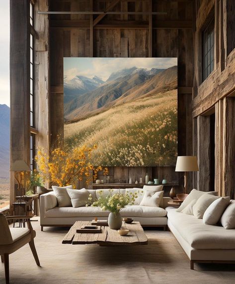 Living Room Lodge Style, 2023 Modern Farmhouse, Mountain Lodge Living Room, Mountain Lodge Interior, Alpine Interior Design, Mountain Lodge Decor, Modern Mountain Lodge, Alpine Architecture, Contemporary Mountain Home