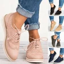 Women Brogues Flat Sole Shoe Ladies Lace Up Oxfords Casual Round Toe Sneakers | eBay Flat Oxford Shoes, Flats Shoes Comfortable, Lace Up Flats, Womens Summer Shoes, Casual Sneakers Women, Platform Loafers, Work Shoes, Vintage Shoes, Casual Shoes Women