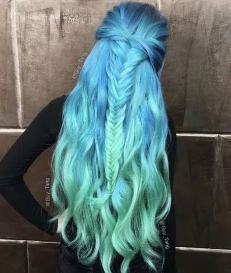 33+ Blue And Green Hair Color Ideas You Will Love Unicorn Hair Color, Blue Green Hair, Dyed Hair Pastel, Dyed Hair Blue, Candy Hair, Hair Color Pastel, Fishtail Braid, Hair Color Blue, Ombre Hair Color