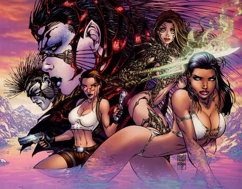 Aspen, Lara Croft, Sara Pezzini (Fathom 12 pre Aspen Comics) Michael Turner Art, Aspen Comics, Giger Art, Michael Turner, Comics Girl, Image Comics, Lara Croft, Comic Book Artists, Fun Comics