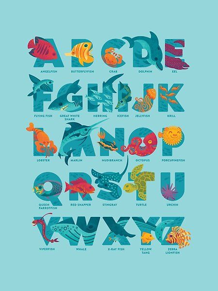 Water Fonts Alphabet, Under The Sea Alphabet Letters, Basic Typography, Ocean Typography, Sea Alphabet, Ocean Font, Jungle Alphabet, Fish Alphabet, Ocean Alphabet