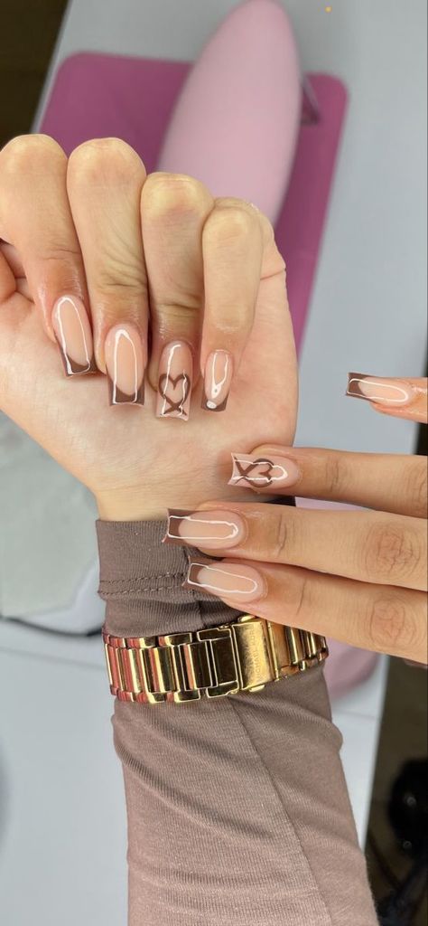 French Nails Design, Brown Acrylic Nails, Brown Nails Design, Simple Gel Nails, Girly Acrylic Nails, French Tip Acrylic Nails, Simple Acrylic Nails, Her Nails, Short Square Acrylic Nails