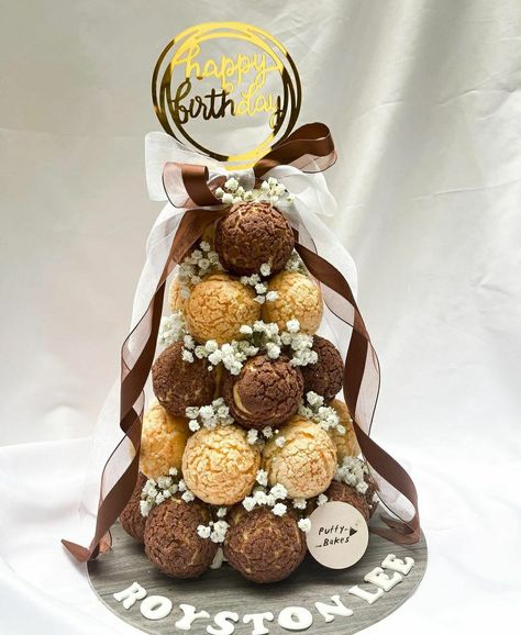 Profiterole Tower Birthday, Choux Tower Birthday, Croquembouche Birthday, Madeline Tower, Eclair Tower, Profiteroles Tower, Choux Tower, Cream Puff Tower, Profiterole Tower