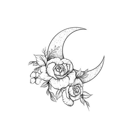 Moon And Rose, Tatuaje Cover Up, Floral Tattoo Design, Flowers Tattoo, Temporary Tattoo Designs, Dope Tattoos, Simplistic Tattoos, Custom Tattoo, Tattoo Design Drawings