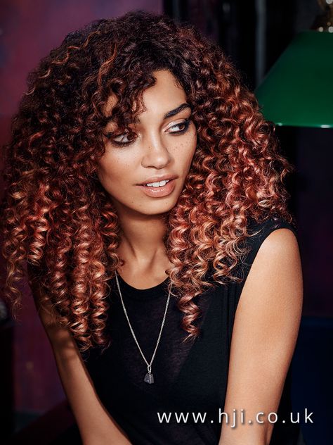 Rose Gold Hair Ombre, Rose Gold Balayage, Highlights Curly Hair, Colored Curly Hair, Hair Color Techniques, Curly Hair With Bangs, Rose Gold Hair, Ombre Hair Color, New Hair Colors