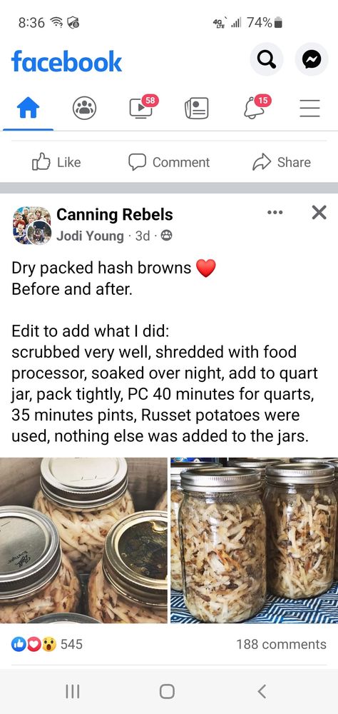 Canning Hashbrowns, Canning Dried Beans Pressure Cooking, Diy Freeze Dried Meals Food Storage, How To Sterilize Canning Jars In Oven, How To Reconstitute Freeze Dried Food, Dry Canning, Canning Meals, Hashbrown Waffles, Sterilize Canning Jars In Oven