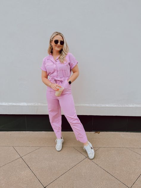 Target Boiler Suit, Pink Coveralls Women, Boiler Suit Outfit, Pink Boiler Suit, Pink Outfit Casual, Jean Jumpsuit Outfit, Pink Jumpsuits Outfit, Coverall Outfit, Target Jumpsuit