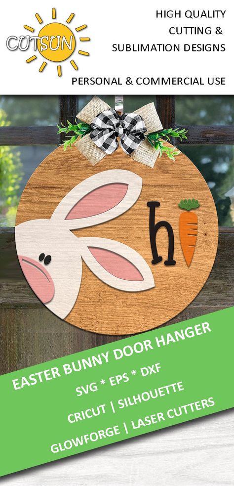 Wooden Easter Decor, Easter Wooden Signs, Ester Crafts, Spring Door Hangers, Easter Wood Projects, Homemade Easter Decorations, Door Rounds, Easter Bunny Door Hanger, Circle Signs