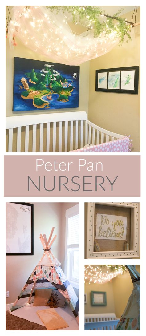 Peter Pan Nursery Baby Boy Nursery Room Ideas, Nursery Disney, Disney Baby Rooms, Baby Room Boy, Nursery Room Ideas, Disney Themed Nursery, Nursery Ideas Boy, Neverland Nursery, Boy Shower Themes