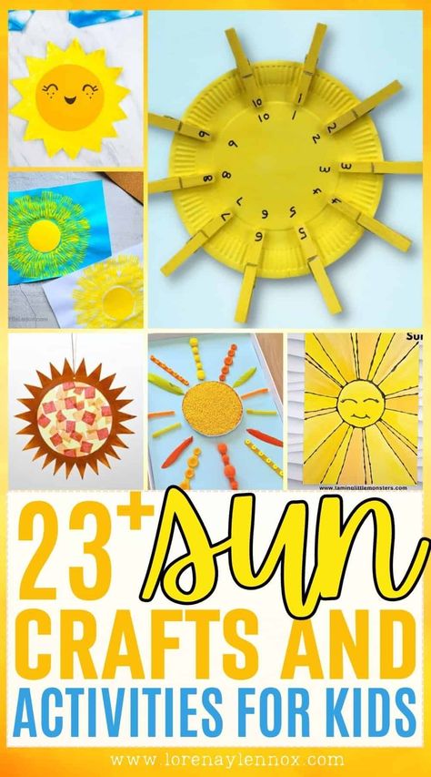 If you are looking to keep your little ones engaged and entertained this summer, why not try out one of these 23 sun activities for toddlers. Fun In The Sun Activities For Preschool, Sun Crafts For Kids, Sunshine Activities, Sun Activities, Sun Activity, Sun Crafts, Summertime Crafts, Kids Sun, Kindergarten Art Projects