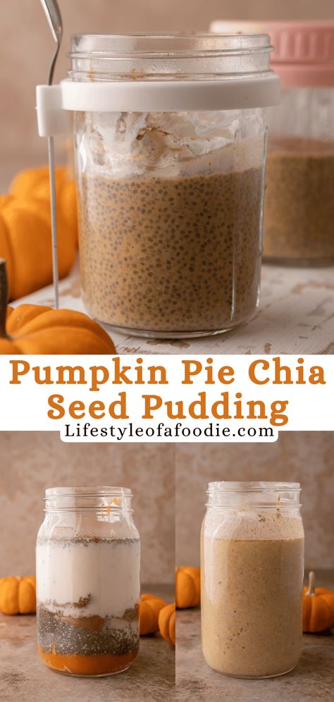 This Pumpkin Pie Spice Chia Seed Pudding Recipe is one of the best ways to enjoy fall flavors with a nourishing breakfast every morning. Pumpkin Pie Chia Pudding Recipes, Pumpkin Chia Pudding Recipes, Fall Chia Pudding Recipes, Chia Seed Pudding With Water, Apple Pie Chia Seed Pudding, Chia Seed Pudding Flavors, Pumpkin Pie Chia Seed Pudding, Big Batch Chia Seed Pudding, Chai Chia Pudding