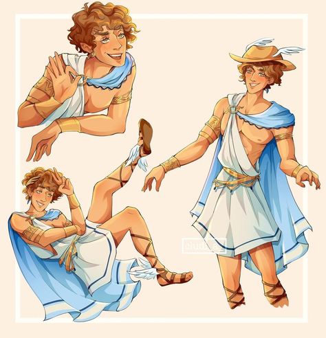 Cludi on Instagram: “The ✨vibes✨are on point here 😂 Anyway my design for Hermes • • • • #epicthemusical #epicthemusicalfanart #characterdesign #characterart…” Hermes Design Art, Hermes Mythology Art, Hermes Greek God Fanart, Hermes Pjo Fanart, Hermes Fanart God, Apollo X Hermes Fanart, Hermes Greek God Art, Hermes God Mythology, Hermes God Art