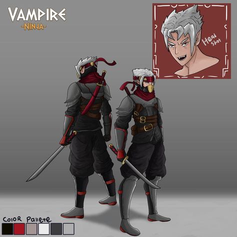 Ninja with black and red gear on and a gold mask that covers his vampire fangs. He has bat ears and spiky white hair Tales Of Destiny, A Hero, A Character, No Name, Types Of Art, Vol 2, Best Products, Cartoon Art, Destiny