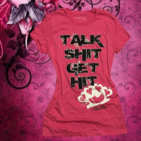 Hustler "talk sh*t get hit" shirt! 
Size large 
i'm... - Depop Room Stuff, Emo Scene, Run Out, I'm Sorry, Dream Room, Christmas List, Cute Outfits, Christmas, Quick Saves