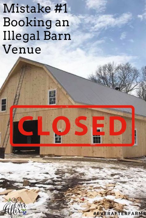 7 Mistakes Couples Make When Choosing a Wedding Barn | Ever After Farms Barn Venue Floor Plans, Pole Barn Wedding Reception, Pole Barn Wedding Venues, Barn Venue Ideas, Wedding Barn Venue Ideas, Pole Barn Wedding, Barn Wedding Venue Ideas, Barn Event Space, Barn Landscaping