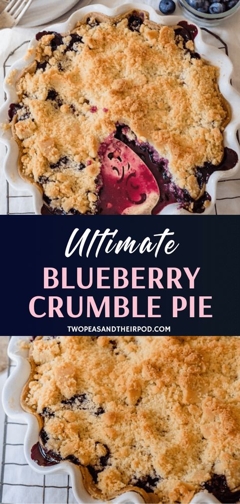 Blueberry Crumble Pie is perfection! This dessert recipe is a summer favorite, featuring a pie crust with a fresh blueberry filling and an amazing crumble topping. Serve this summer menu idea with a scoop of ice cream or a dollop of whipped cream for the ultimate treat! Pie Crumble Topping, Blueberry Crumble Pie, Easy Blueberry Pie, Crumble Pie, Summer Pie, Peach Crumble, Comfort Desserts, Pie Crumble, Blueberry Desserts