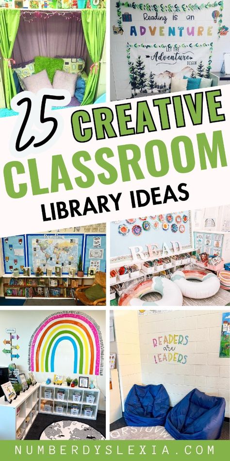 Transform your classroom with these 25 cozy and relaxing reading corner ideas! From simple setups to more elaborate designs, these ideas are perfect for creating a welcoming space where students of all ages can dive into their favorite books. Whether you’re teaching preschoolers or high schoolers, these suggestions will help you craft a reading nook that’s both functional and inviting. Save this pin for practical tips and inspiration for your classroom library. #ReadingCorner #ClassroomDesign #CozyClassroom #LibraryIdeas #ClassroomDecor #ReadingNook #TeachingTips #ClassroomOrganization Preschool Library Center Ideas Reading Corners Bulletin Boards, Book Corner Ideas Preschool Reading Centers, Library Corner Ideas, Creative Corner Ideas, Reading Nook In Classroom, Kindergarten Classroom Book Corner, Elementary School Library Set Up, Kindergarten Library Set Up, Reading Corner Ideas For Classroom