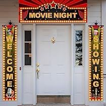 Now Showing Sign, Movie Night Banner, Movie Theme Party Decorations, Movie Night Backdrop, Movie Night Party Favors, Movie Theater Party, Movie Night Party Ideas, Theater Photography, Cinema Theme