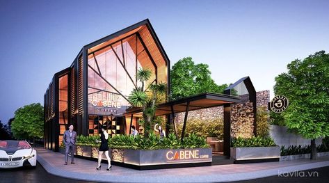 Cafe Design Inspiration, Restaurant Exterior Design, Coffee House Design, Cafe Exterior, Restaurant Exterior, Cafe Concept, Modern Cafe, Modern Ideas, Design Restaurant