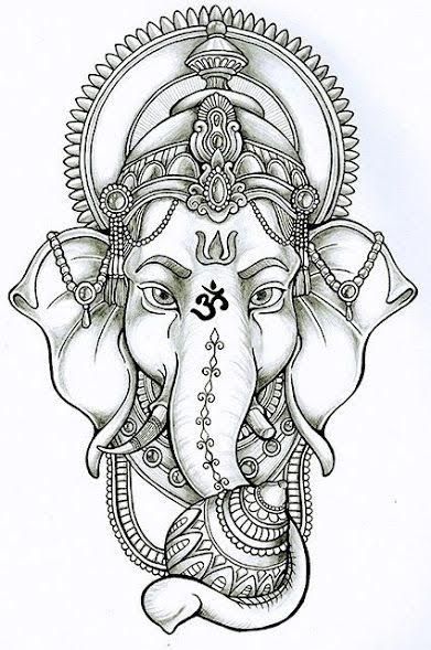 Ganesha Tattoos, Arte Ganesha, Ganesh Tattoo, Buddha Tattoo Design, Ganesha Drawing, Polynesian Tattoos, Buddha Tattoos, Mandala Elephant, Ganesha Tattoo