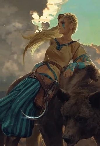 Slavic Girl Anna Podedworna, Female Druid, Pixel Tattoo, Bear Woman, Blond Amsterdam, 캐릭터 드로잉, Hur Man Målar, Rpg Characters, Direct Lighting