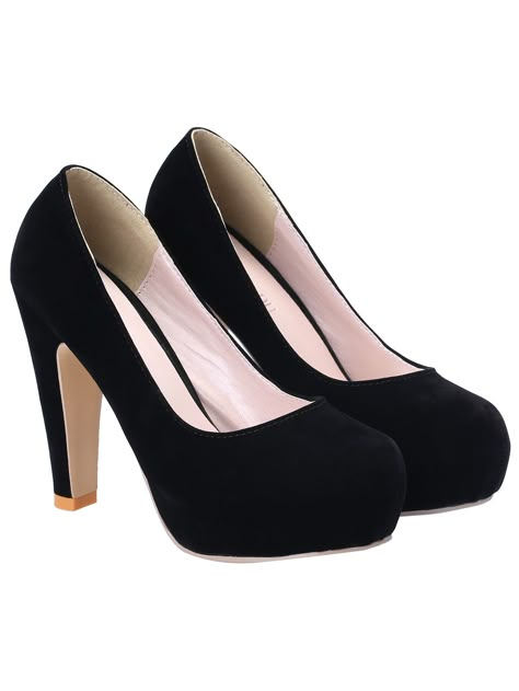 Shop Black High Heel Hidden Platform Pumps online. SheIn offers Black High Heel Hidden Platform Pumps & more to fit your fashionable needs. Prom Shoes Pumps, Black Court Shoes, Black High Heel Pumps, Black Heels Low, Black Platform Shoes, Black Shoes Heels, Low Heel Pumps, Platform High Heel Shoes, Round Toe Pumps