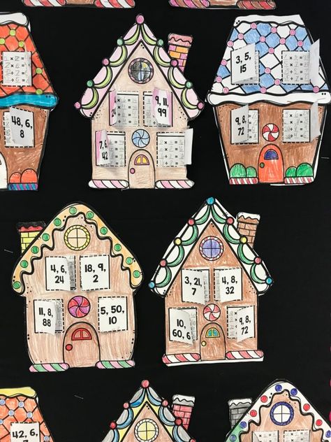 Fact Family Christmas Tree, Gingerbread Math Activities, Christmas Division, Third Grade Christmas, Fact Families Activities, Fact Families Multiplication, Math Art Activities, Christmas Multiplication, Gingerbread Math