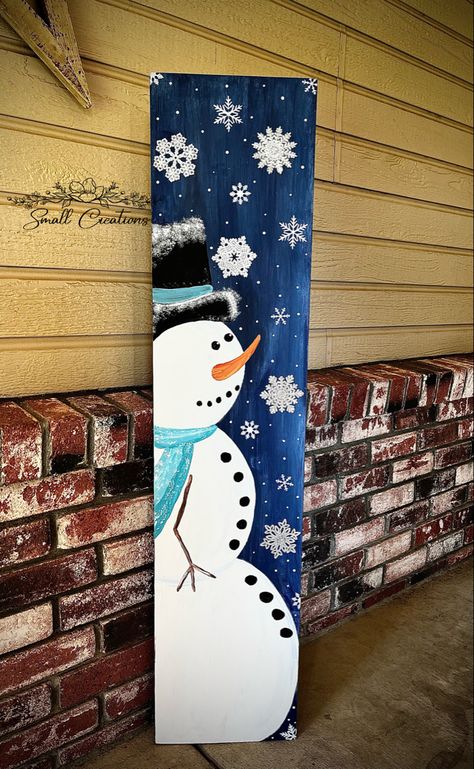 Christmas Porch Wood Signs, Snowman Porch Signs Wood, Snowman Porch Leaner Diy, Snowman Welcome Sign, Winter Porch Boards, Snowman Board Signs, Christmas Wood Signs Porches, Winter Porch Signs Diy, Winter Porch Leaners