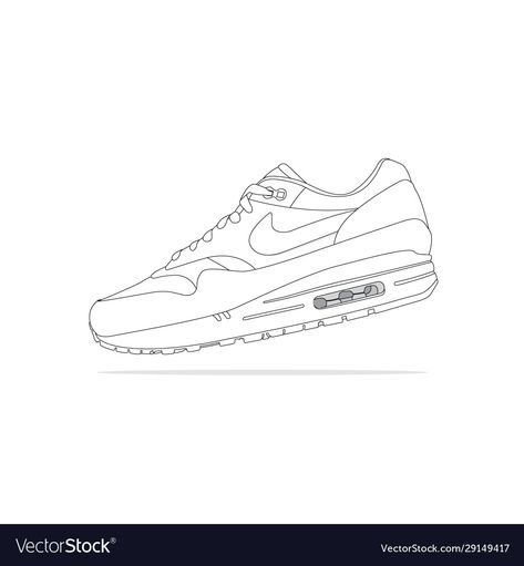 Air Max Tattoo, Air Max Drawing, Sneakers Vector, Badass Drawings, Nike Max, Shoes Drawing, Nike Air Max 1, Cartoon Sketches, 1 Tattoo