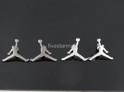 MICHAEL JORDAN JUMPMAN PLAIN STUD EARRINGS-SILVER COLOR/GUNMETAL COLOR #Stud Michael Jordan Jumpman, Michael Jordan, Earrings Silver, Silver Earrings Studs, Silver Color, Silver Earrings, Jordan, Crown Jewelry, Stud Earrings