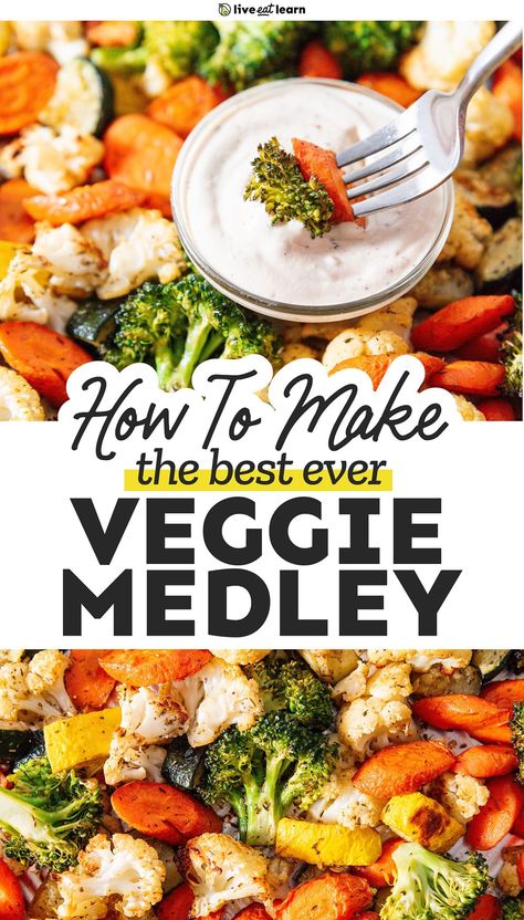 Made with vegetables that span the colors of the rainbow, this roasted vegetable medley is an easy way to cook flavor-packed veggies! Tossed in just a light coating of oil and salt, the neutral flavors allow the vegetables to really shine. Plus, I've included a wide array of other veggies this method works with as well as how to cook them in the air fryer! Steamed Vegetable Medley, Air Fryer Vegetable Medley Recipes, Vegetable Medley Recipes Sauteed, Veggie Medley Recipes Roasted Vegetables, Sauteed Vegetable Medley, Summer Vegetable Medley, Thanksgiving Vegetable Medley, Vegetable Medley Recipes Side Dishes, Roasted Vegetable Medley Recipes