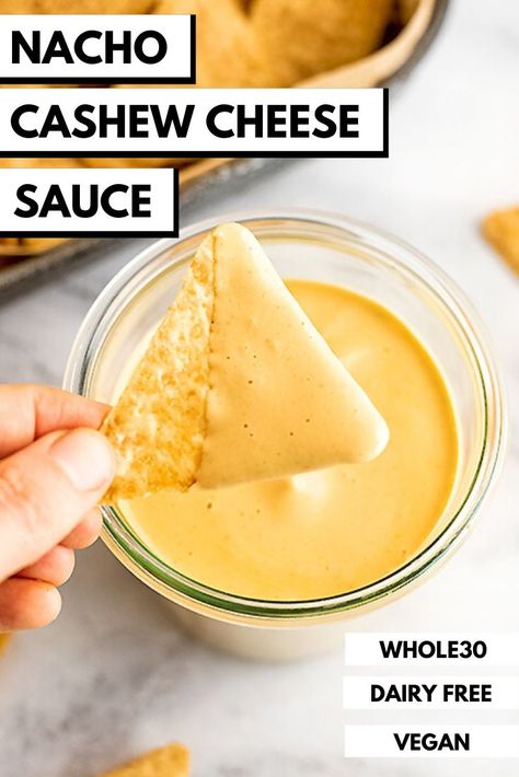 Dairy Free Queso Dip, Whole 30 Queso, Whole 30 Cheese Sauce, Dairy Free Cheese Sauce Easy, Homemade Dairy Free Cheese, Paleo Queso, Cashew Queso Vegan, Cashew Queso Recipe, Whole 30 Cheese