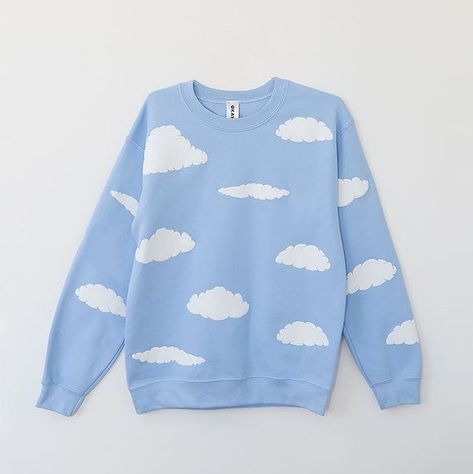 Available on Etsy Cloud Graphic, Cloud Sweatshirt, Graphic Jumper, Baby Blue Sweater, Crewneck Graphic, Cloud Print, Pastel Sky, Pastel Print, White Cloud