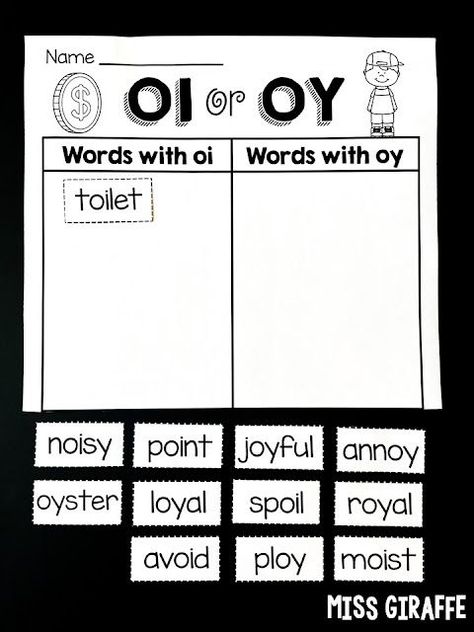 OI and OY word sorts worksheets to practice this diphthong sound in fun ways Oy Sound Worksheet, Oy Worksheets, Oi Worksheets, Diphthongs Oi And Oy Worksheet, Oy Oi Activities, Oi Oy Activities Free, Oi Oy Worksheets, Oi Oy, Diphthongs Worksheets