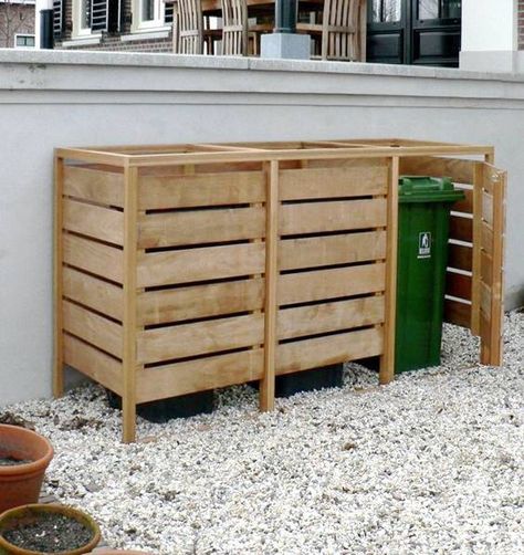 Garbage Shed, Storage Shed Plans, Backyard Sheds, Backyard Shed, Shed Design, Building A Shed, Pergola Patio, Trash Bins, Shed Plans