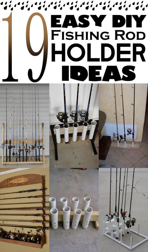 Fishing Pole Storage Diy, Fishing Decor Ideas, Fishing Pole Holder Diy, Pvc Fishing Rod Holder, Diy Fishing Gifts, Diy Fishing Pole, Diy Fishing Rod Holder, Fishing Pole Rack, Fishing Pole Storage