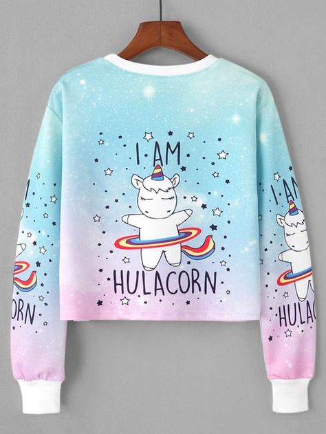 Unicorn Fashion, Unicorn Outfit, Stylish Hoodies, Unicorn Print, Sweatshirt Outfit, Sweatshirts Online, Cropped Sweatshirt, Pajama Set Women, Girls Fashion Clothes